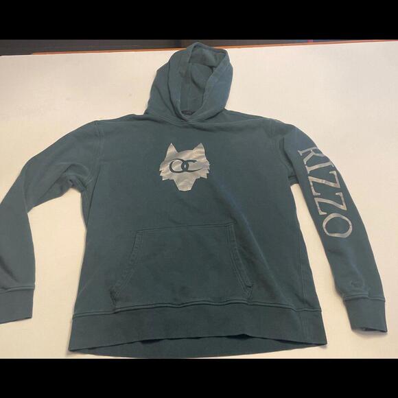 Greyson Men's Knit Fleece Wolf Rizzo Slate Blue Teal   Pullover Hoodie Large L - Picture 1 of 9